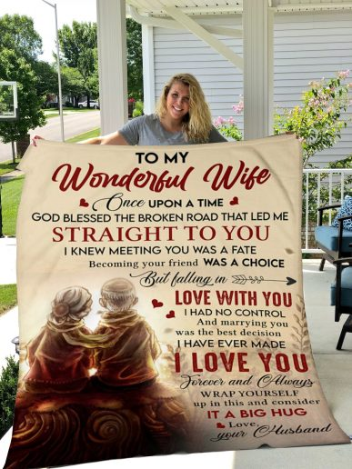 Wife Quilt Blanket / To My Wonderful Wife Once Upon A Time God Bless A Broken Road Husband Old Couple Quilt Blanket