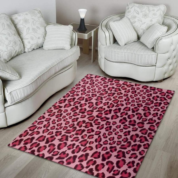 Pink Leopard Print Area Rug