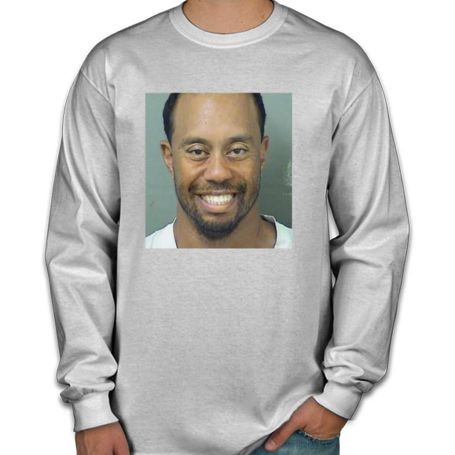 Tiger Woods Mugshot T-shirt Smile Men’s Long Sleeve Shirts