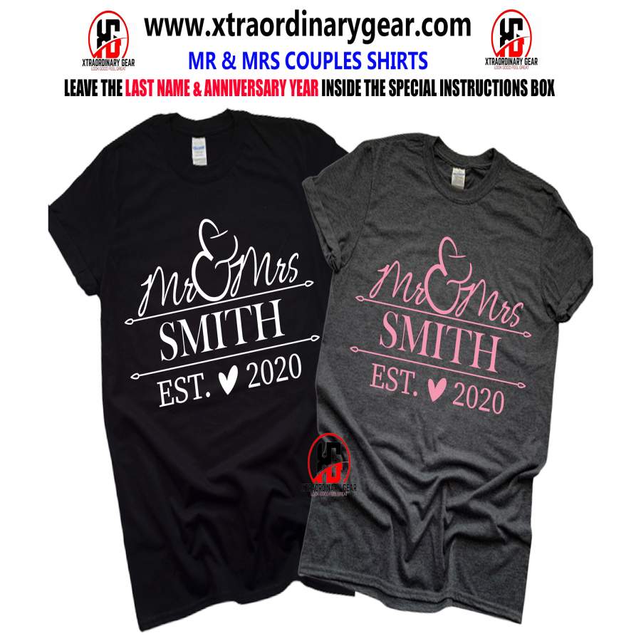 (MR & MRS) Anniversary Shirts, Couple Shirts, Anniversary Hubby and wife, Matching Couple, Gift for her, Gift for him (FREE SHIPPING)