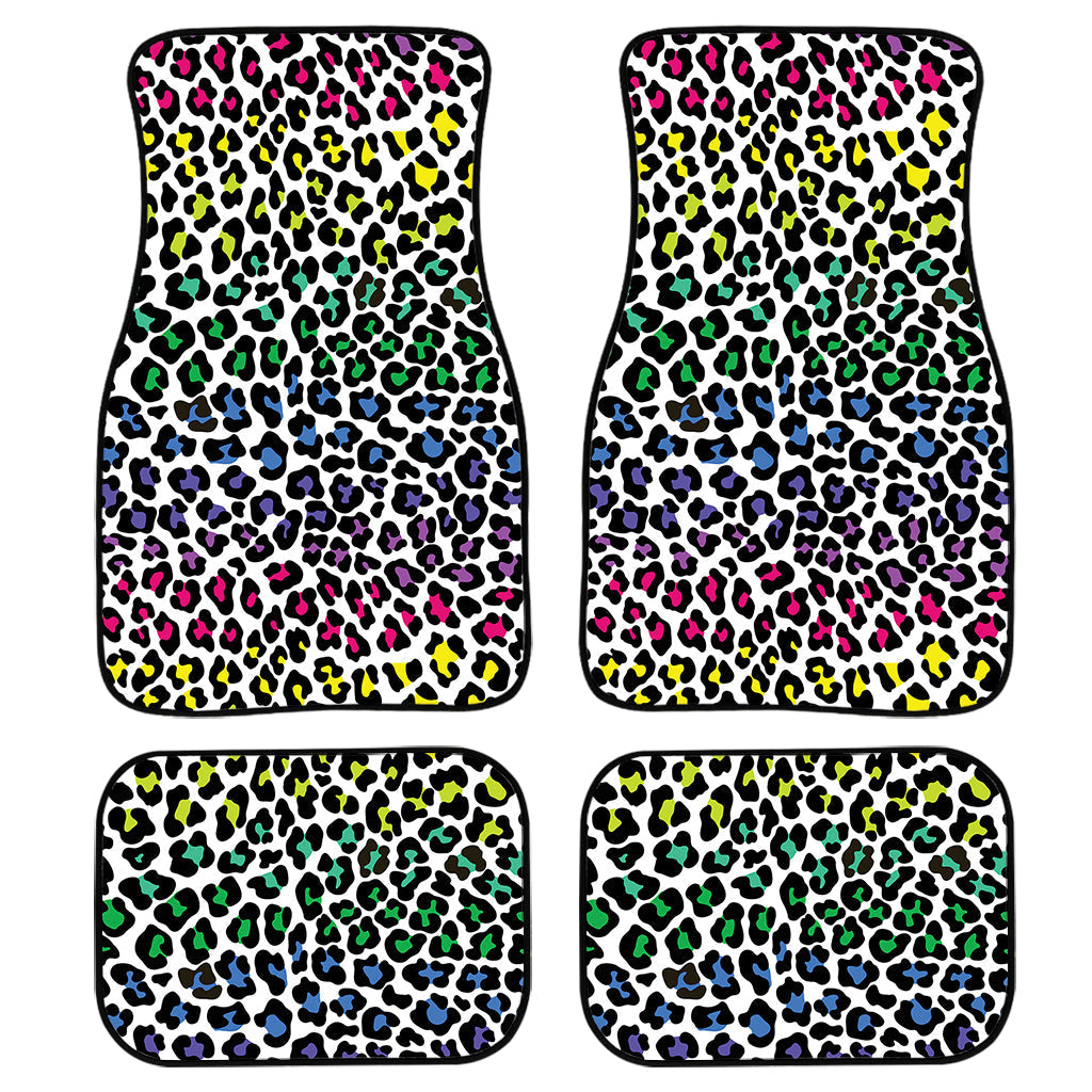 Colorful Leopard Print Front And Back Car Floor Mats, Front Car Mat