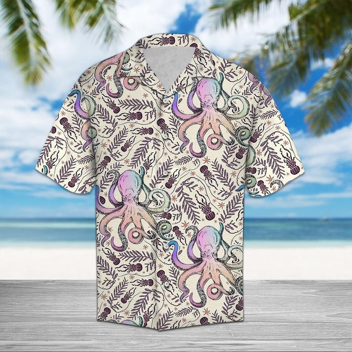 Vintage Octopus Pattern Tropical Hawaii Shirt 131 Aloha Shirts Ha8696