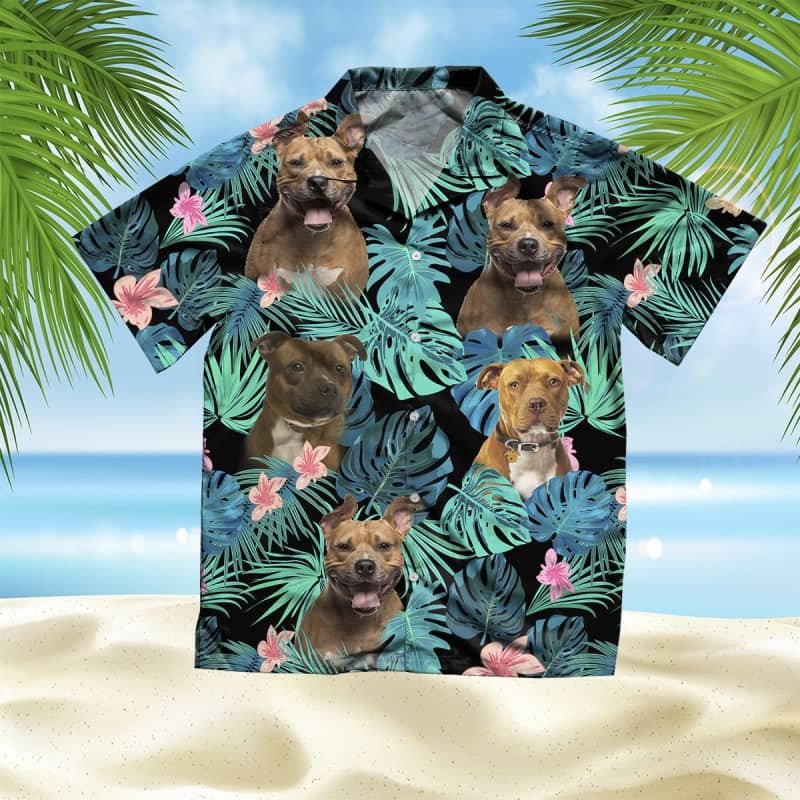 Felacia American Staffordshire Terrier Summer Leaves Hawaii Shirt Ha23120