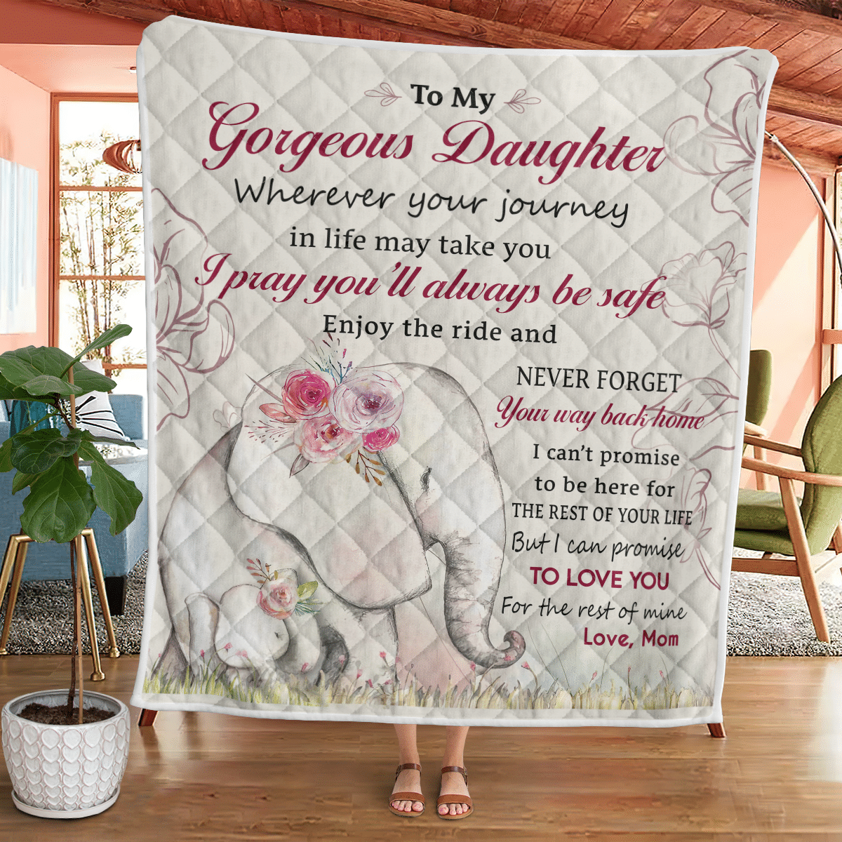 Wooni To My Gorgeous Daughter I Pray You’Ll Always Be Safe – Elephant Quilt Wq030328