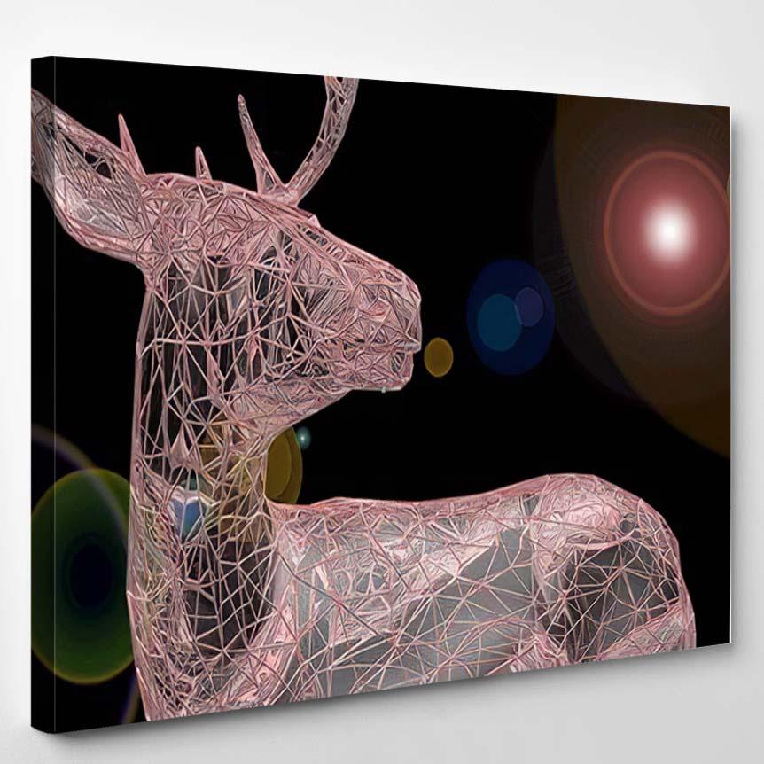 3D Render Abstract Illustration Unusual Blurry – Deer Animals Canvas Print