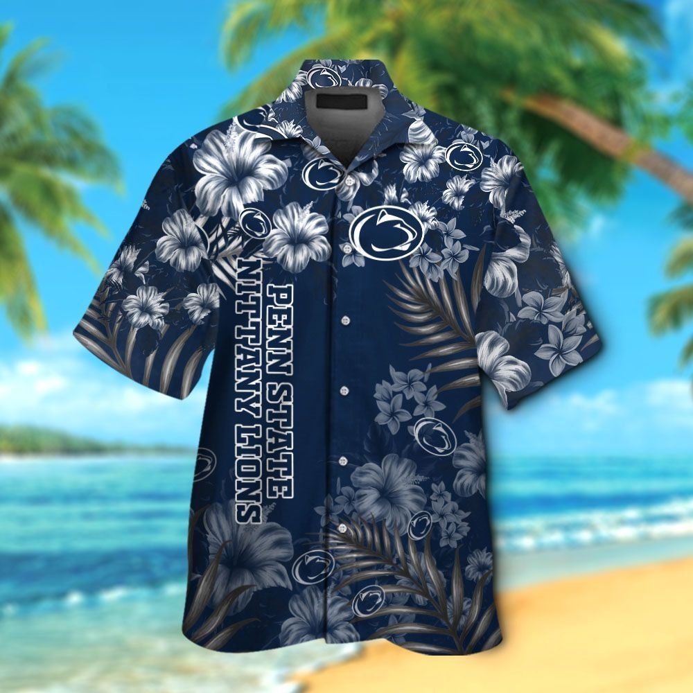 Penn State Nittany Lions Short Sleeve Button Up Tropical Shirt Hawaiian Shirt