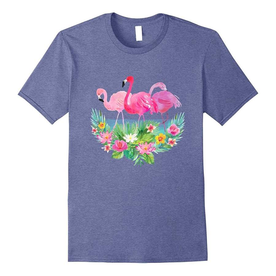 Watercolor Flamingo Funny T Shirts Cheap Fashion Short Sleeved T-Shirt