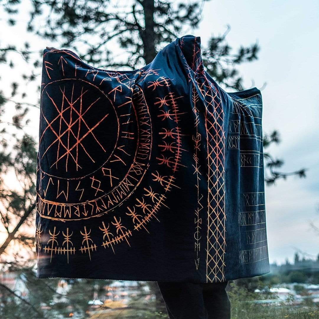 Viking Runes Hooded Blanket