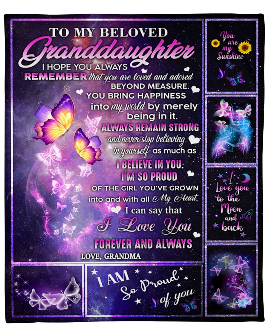 To My Beloved Granddaughter I Hope You Always Remember Butterflies Blanket Gift From Grandma Birthday Gift Home Decor Bedding Couch Sofa Soft And Comfy Cozy