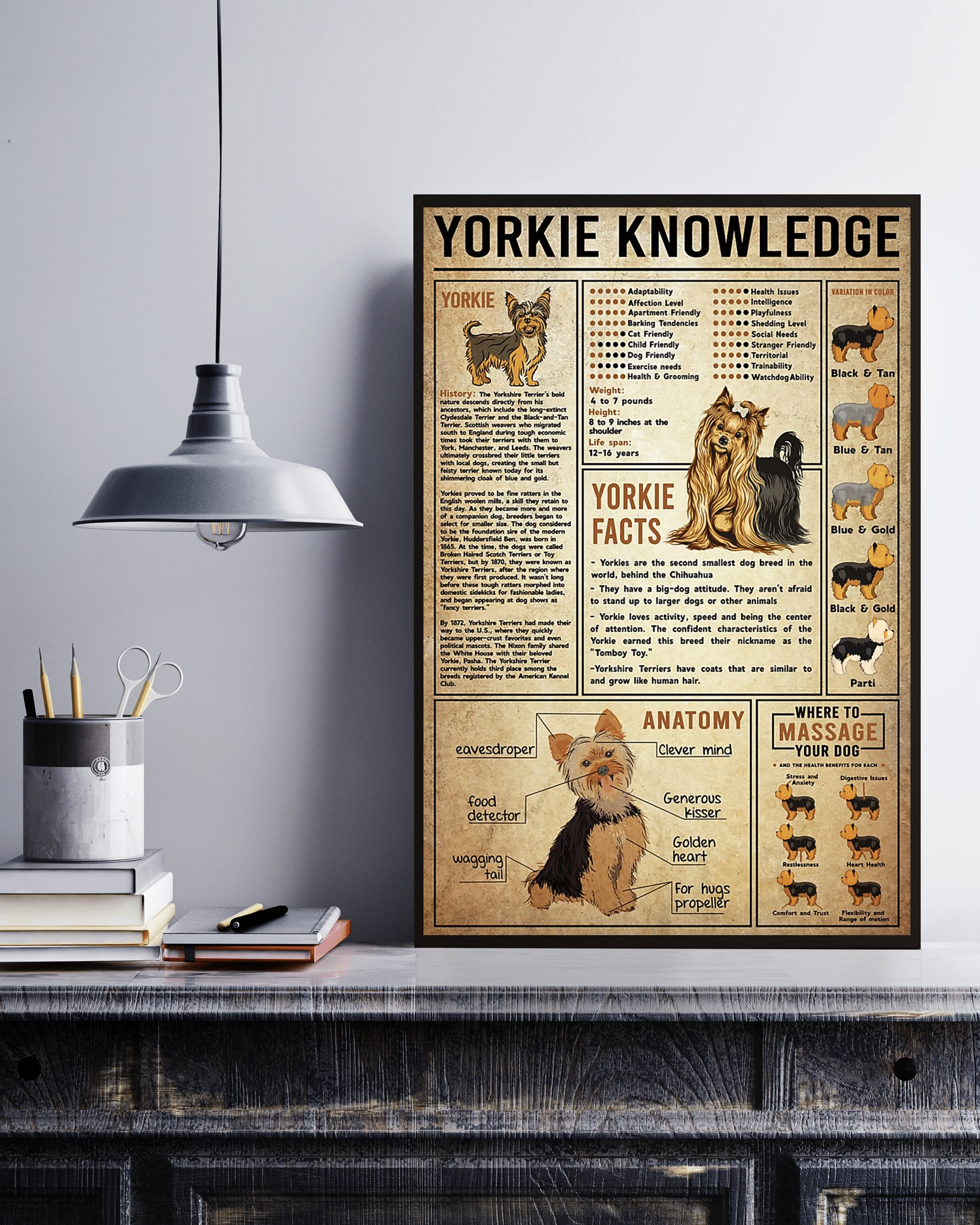 Yorkie Knowledge Canvas Poster Wall Art