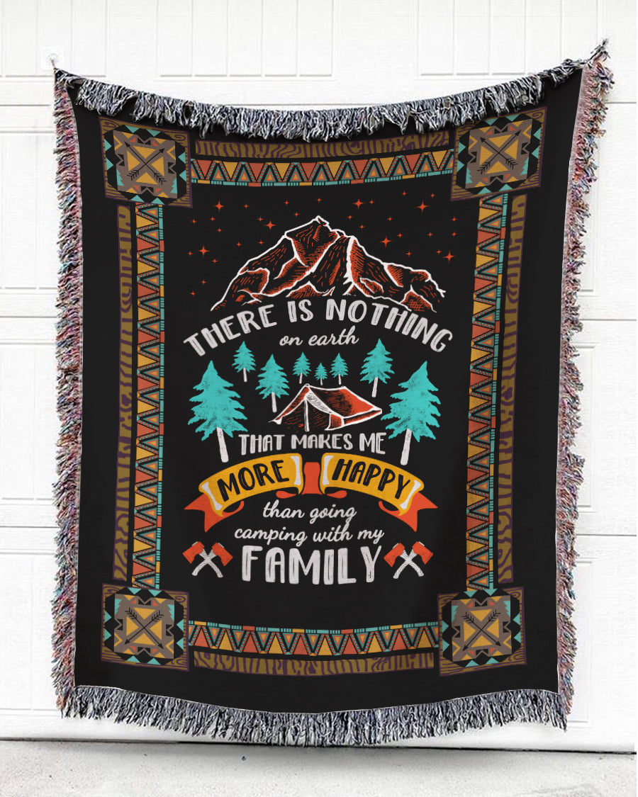 Woven Throw For Family Camping Gift, Camping With Family, Cotton Blanket