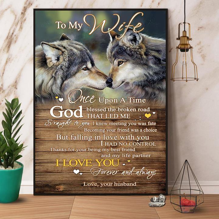 Wolf Couple Husband To My Wife Falling In Love With You I Had No Control Gift For Family Home Decor Matte Canvas Canvas Prints