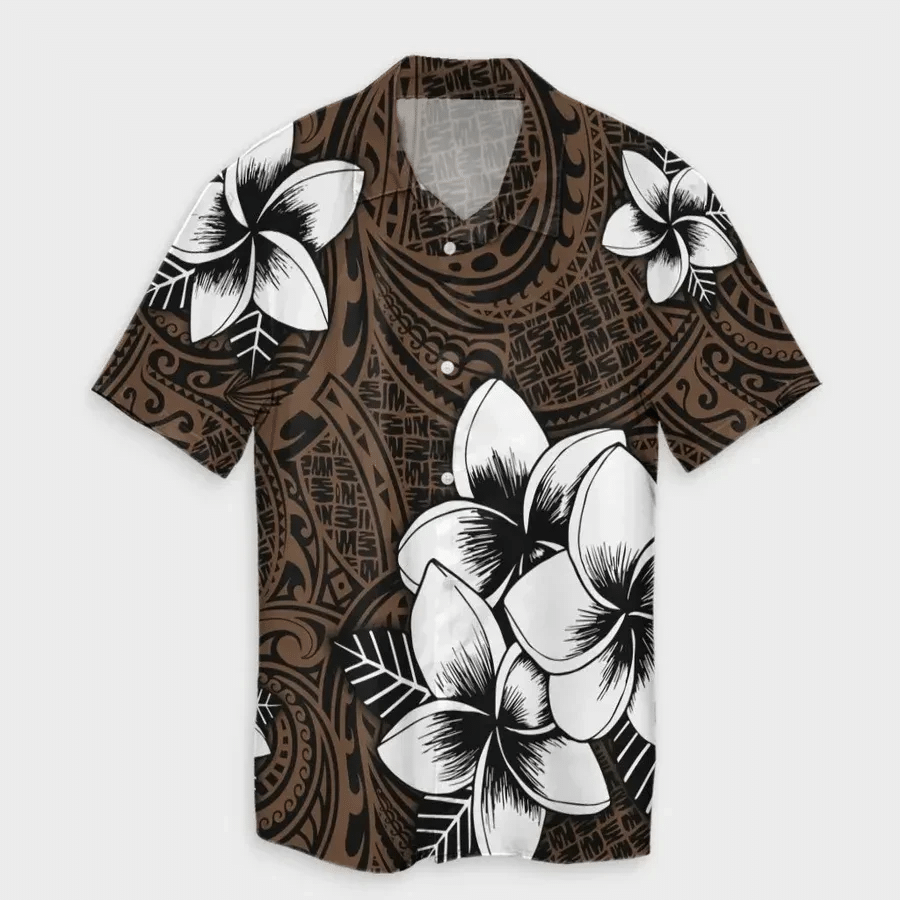 Plumeria Tribe Brown Polynesian Hawaii Shirt Unisex Adult Ha5672