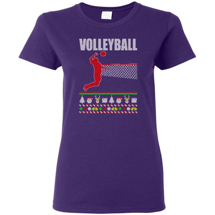 Volleyball Ugly Christmas Sweater Women Tee