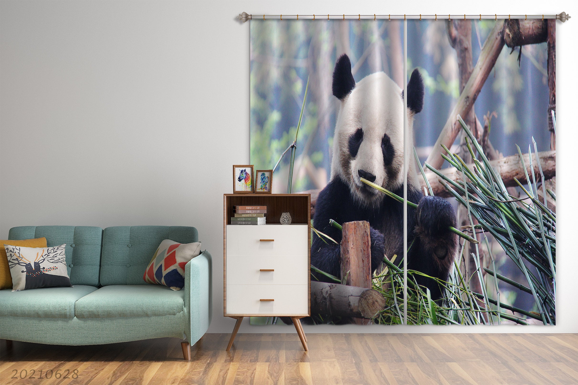 3D Wild Animal Panda Zoo Curtains And Drapes Lqh 90