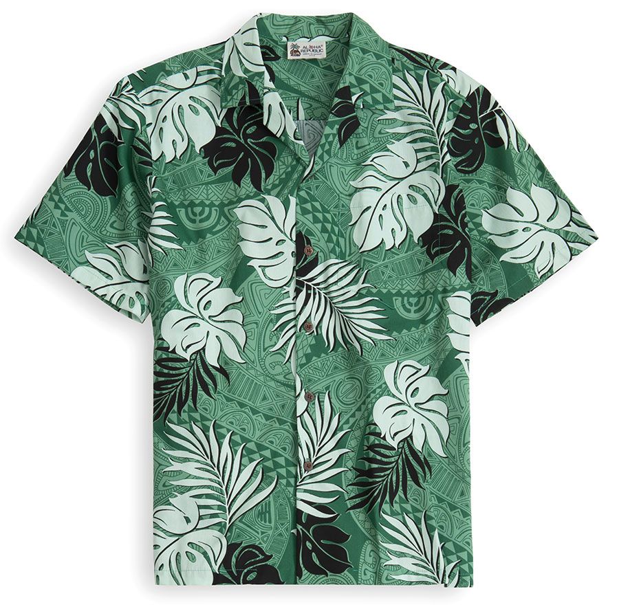 Tapa Glyphs Green High Quality Hawaii Shirt Ha34840