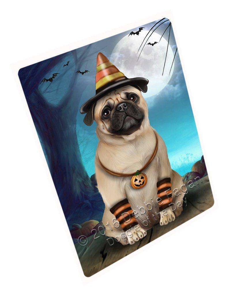 Happy Halloween Trick Or Treat Pug Dog Candy Corn Art Portrait Print Woven Throw Sherpa Plush Fleece Blanket