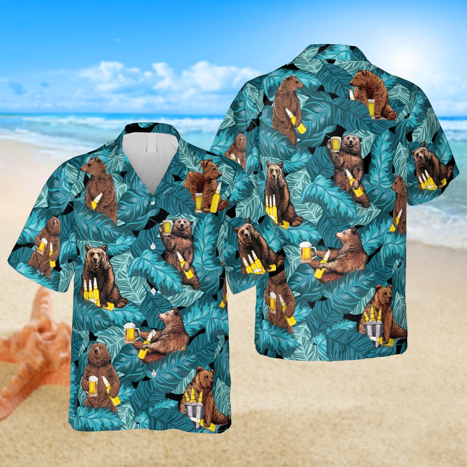 Drinking Bear Hawaii Tropical Shirt For Him Ha101932