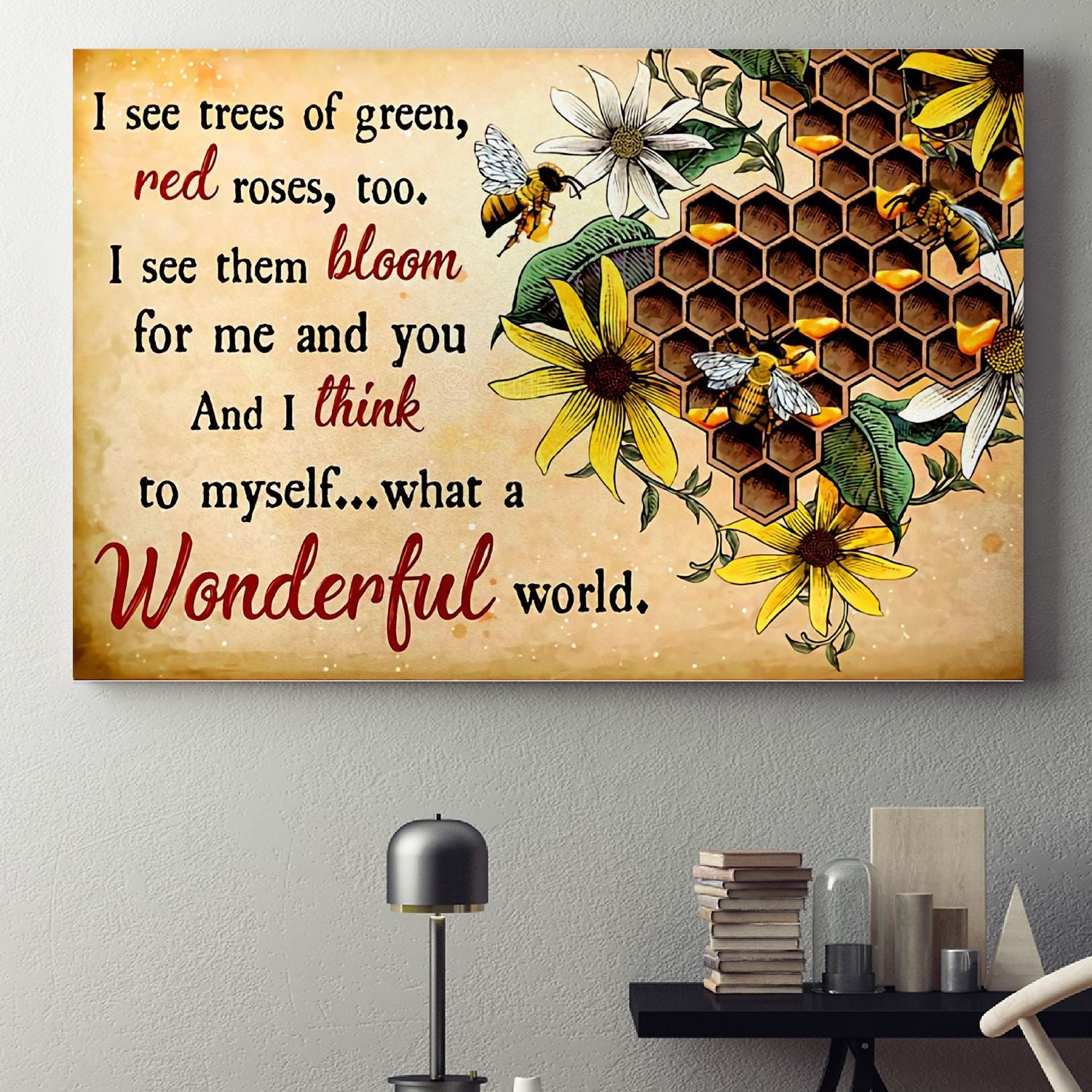 Bumblebee Poster – What A Wonderful World Canvas Home Décor Birthday Christmas Gifts For Women Men – Gigo Smart