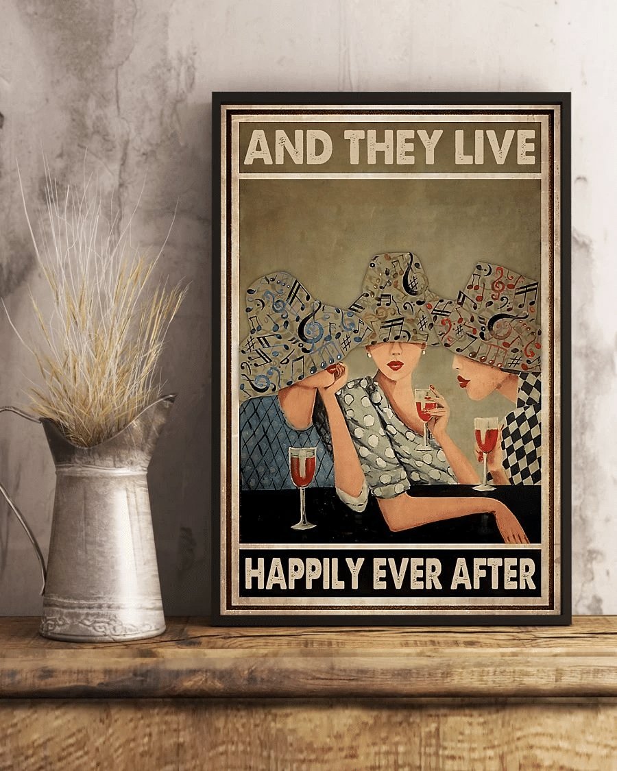 Wine Loves And They Lived Happily Ever After Poster Canvas – Vintage Home Decor Wall Art Evg80806