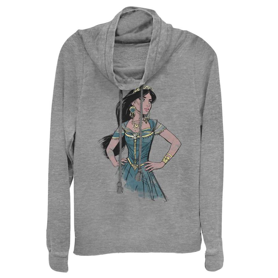 Aladdin Junior’s Jasmine Sketch Profile Cowl Neck Sweatshirt