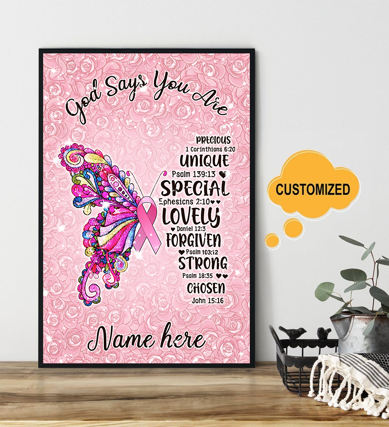 Breast Cancer God Says You Are Personalized Canvas Painting Art 3D Home Decoration Easter Gift Idea Gift Birthday