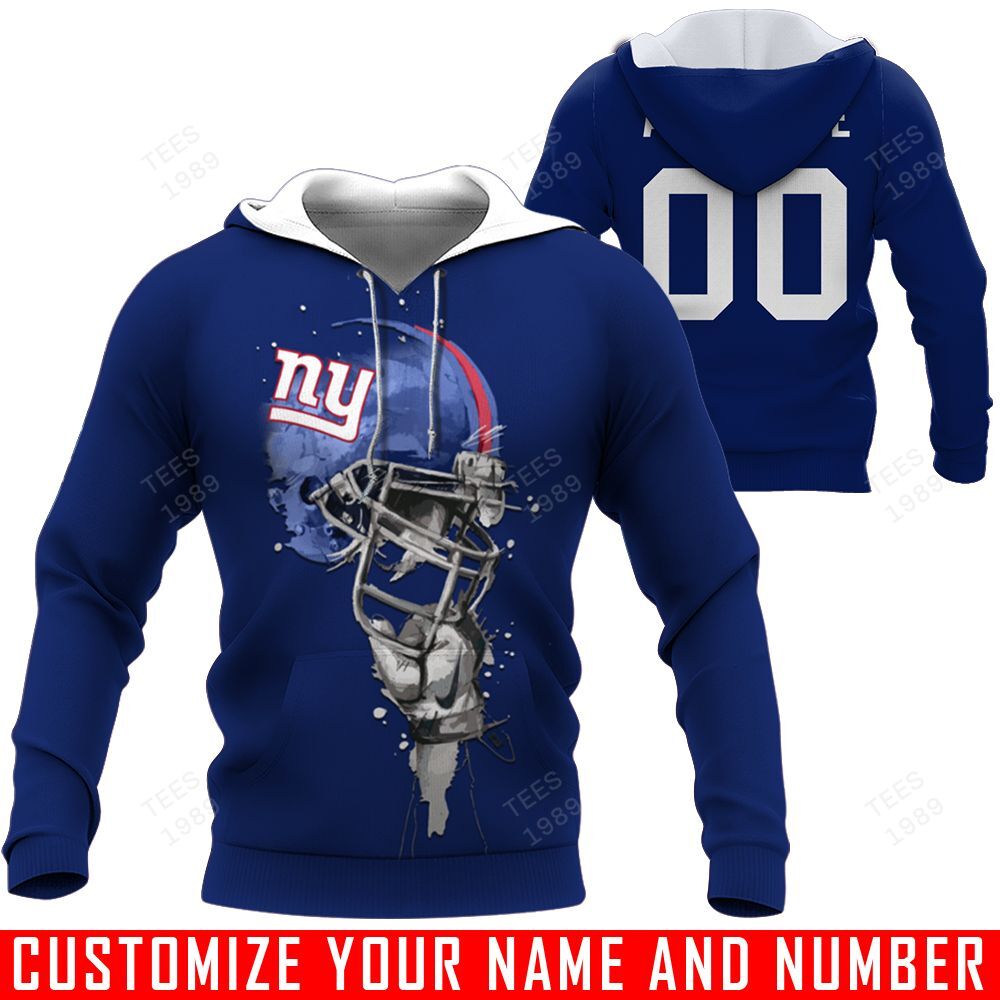 Helmets – v1 – New York Giants – CUSTOMIZE NAME AND NUMBER – HOT SALE 3D PRINTED – NOT IN STORE