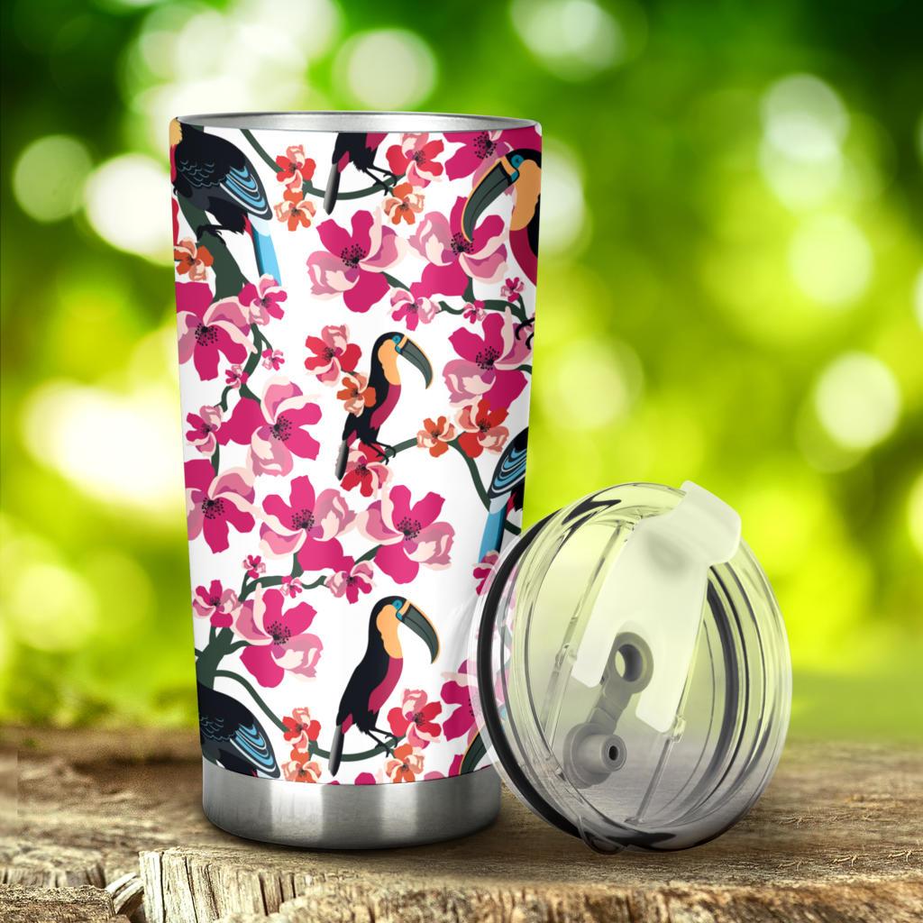 Toucan Flower Design Pattern Tumbler