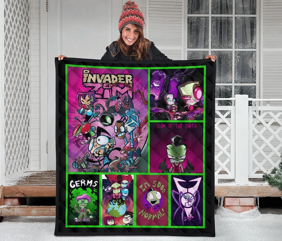 Invader Zim Scum Of The Earth Cartoon Funny Fan Gift Idea Quilt Blanket