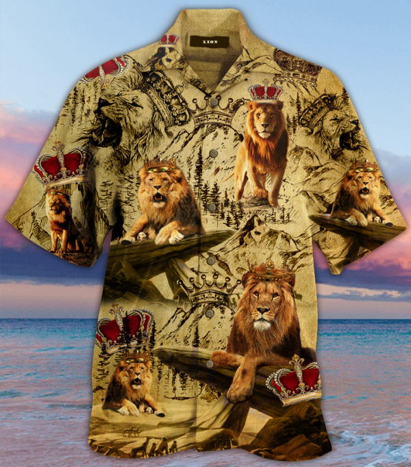 Vintage Mountain Lion Painting Hawaiian Shirt 3D