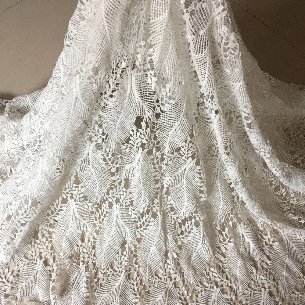 1yards White African Lace Fabrics Water Soluble Guipure Lace Fabric High Quality Nigerian Cord Lace Fabric For Wedding Dresses alx