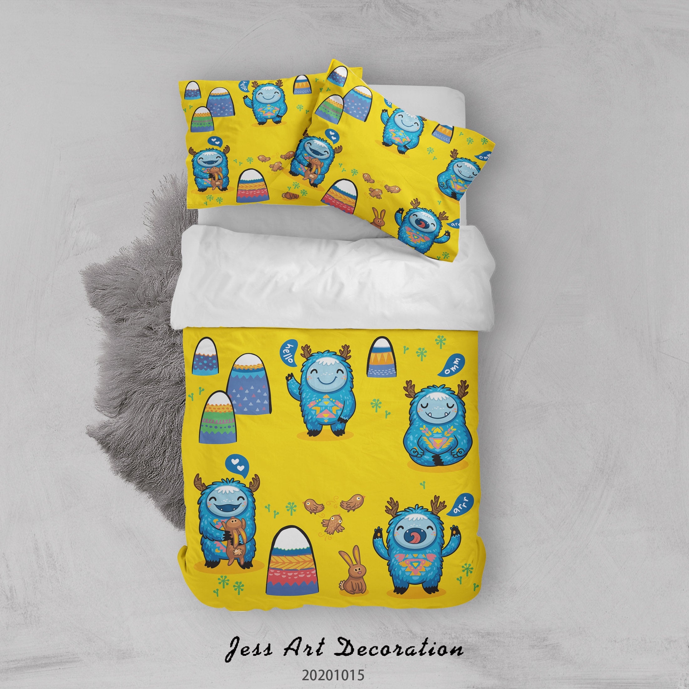 3D Cartoon Animal Monsters Pattern Quilt Cover Set Bedding Set Duvet Cover Pillowcases Wj 9674