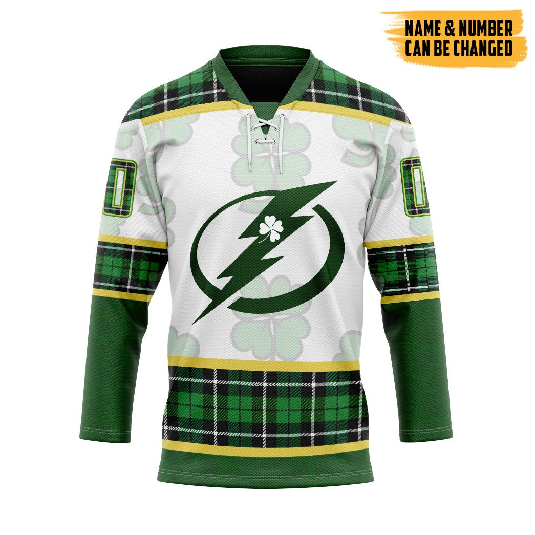 Gearhumans 3D Tampa Bay Lightning St Patrick Day Custom Name Custom Number Hockey Jersey