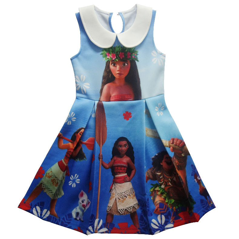 2018 Moana Dress Children Clothing Summer sleeveless Dresses Girls Baby Costume Princess Party Girl Clothes Kid Casual Clothes alx