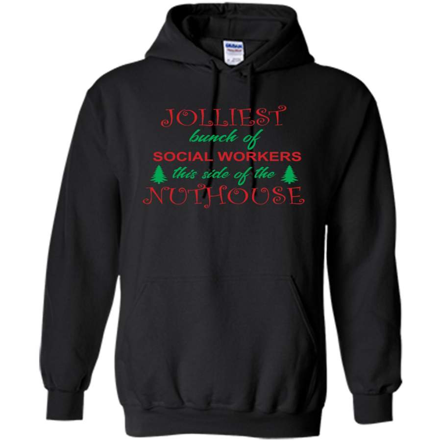 Jolliest Bunch Of Social Workers This Side Of The Nuthouse, Christmas Gift – Gildan Heavy Blend Hoodie