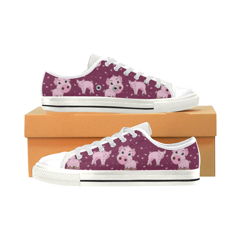 Pig White Low Top Canvas Shoes for Kid