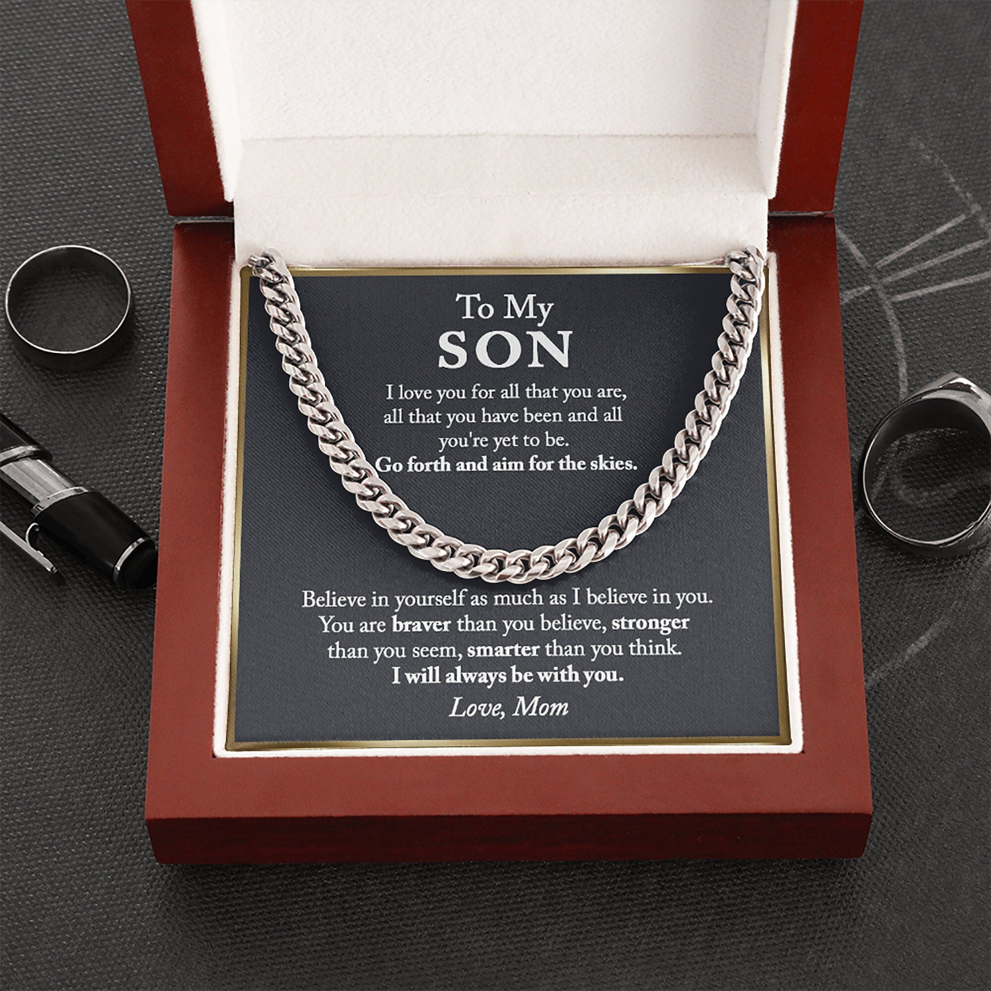 To My Son Cuban Link Chain Necklace, Son Gift from Mom, Son Birthday Gift, From Dad To Son, Son Graduation Gift, Christmas Gifts