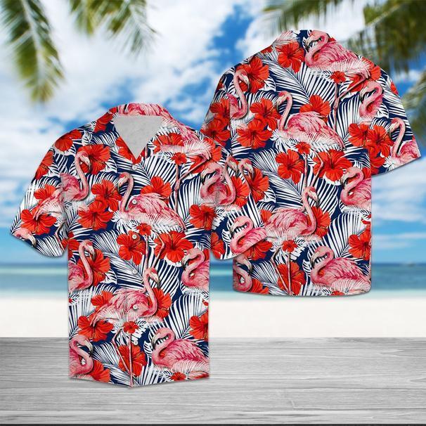 Flamingo Hibiscus Flower Hawaii Shirt Ha94830