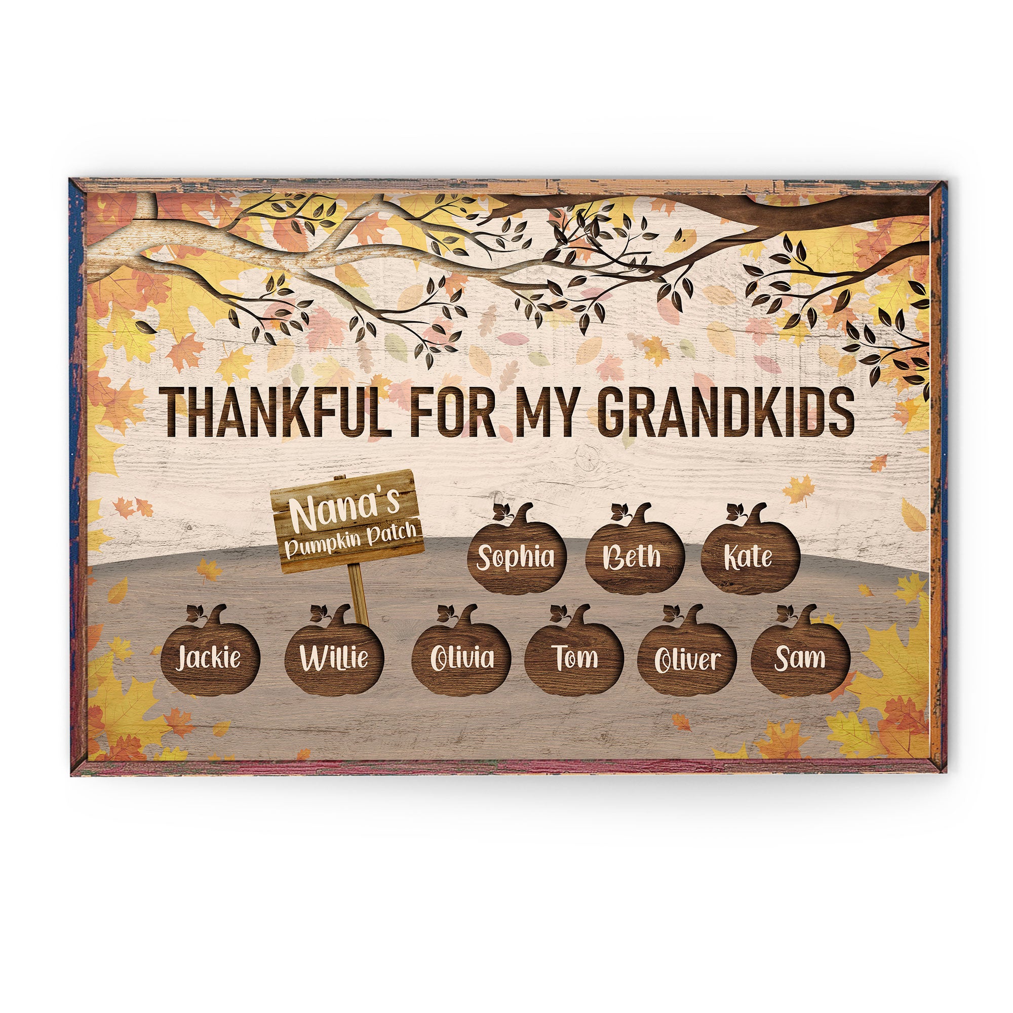 Thankful For My Little Pumpkins – Personalized Poster/Canvas – Thanksgiving Gift For Grandpa And Grandma