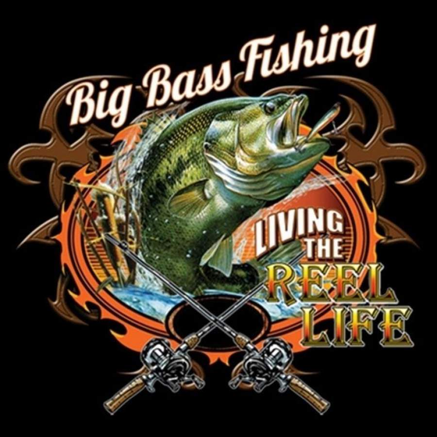 New Big Bass Fishing Tshirt Living The Reel Life Funny Tee – Jamestees ...