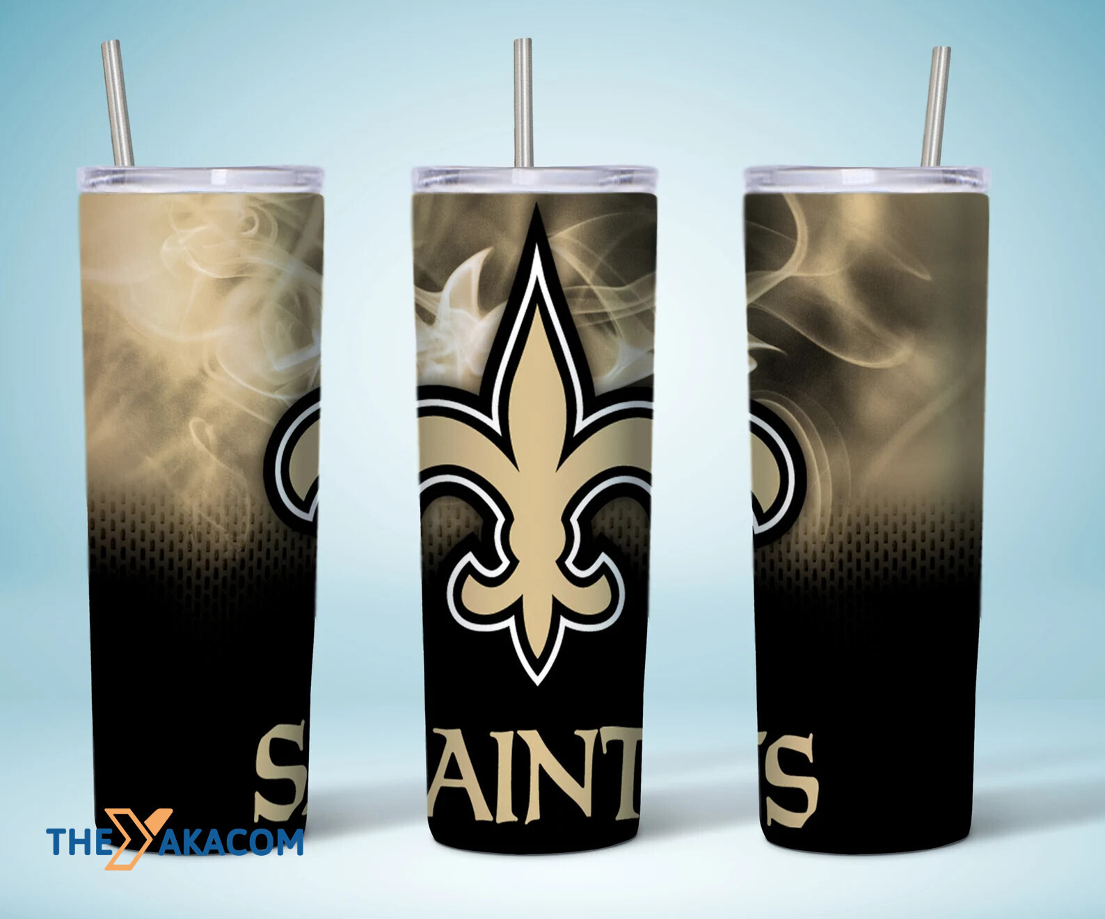 Beige Smoke And A Half Black Background With Logo New Orleans Saints Tumbler