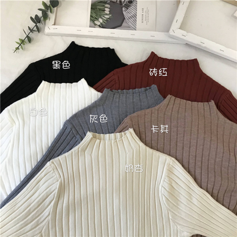 Casual Half Turtleneck Pullover Sweater Women Long Sleeve Knitted Autumn 2022 Tops Mujer Solid Jumper Warm Winter Clothes 23893 alx