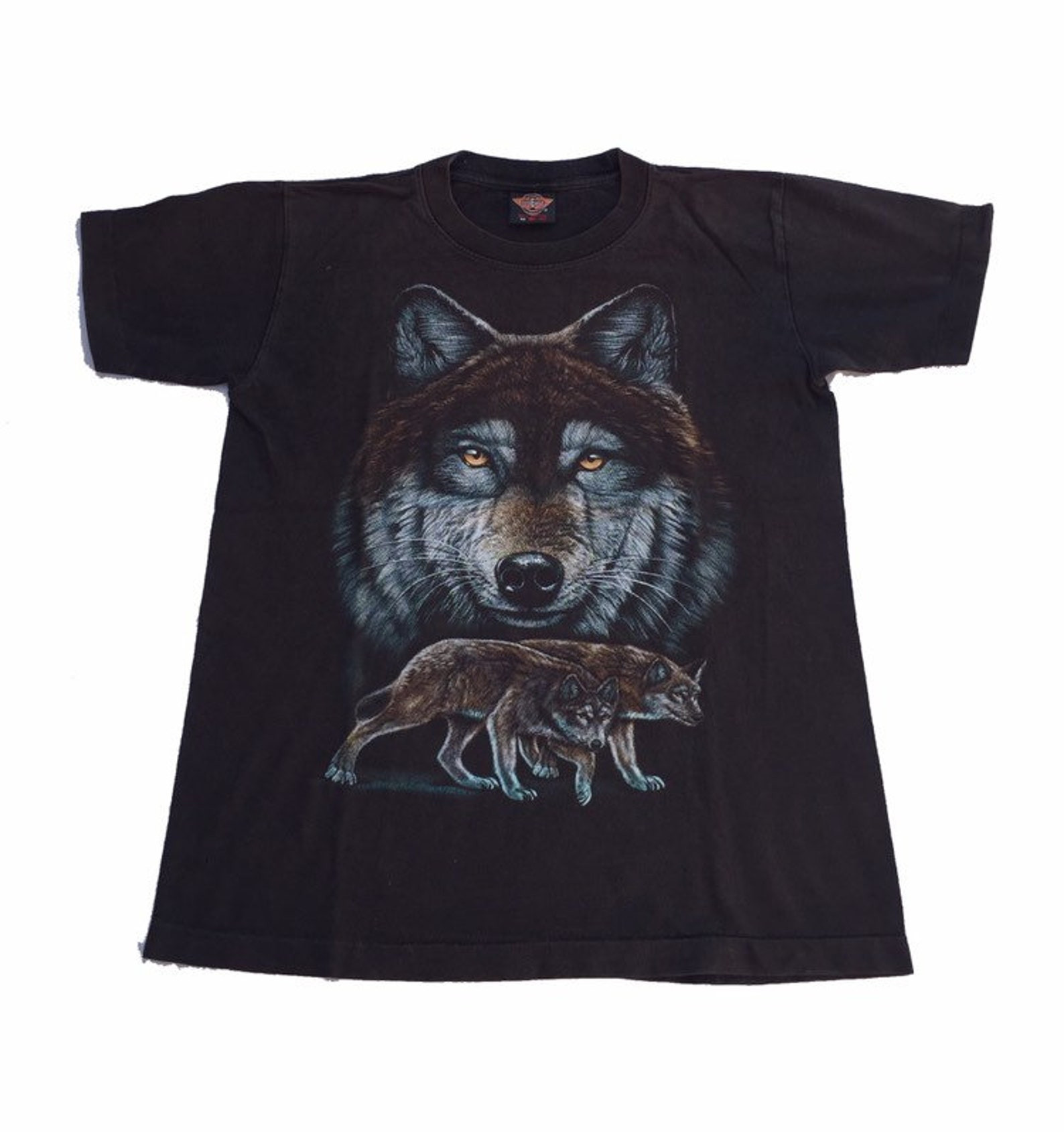 Vintage Wolf Animal Ed Nature Scene Black T Shirt