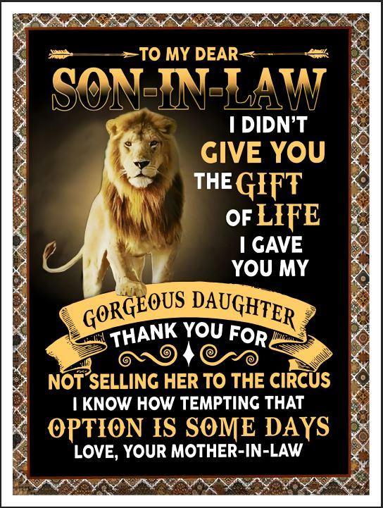 To My Dear Son In Law Love Your Mother In Law Lion Cozy Fleece Blanket, Sherpa Blanket