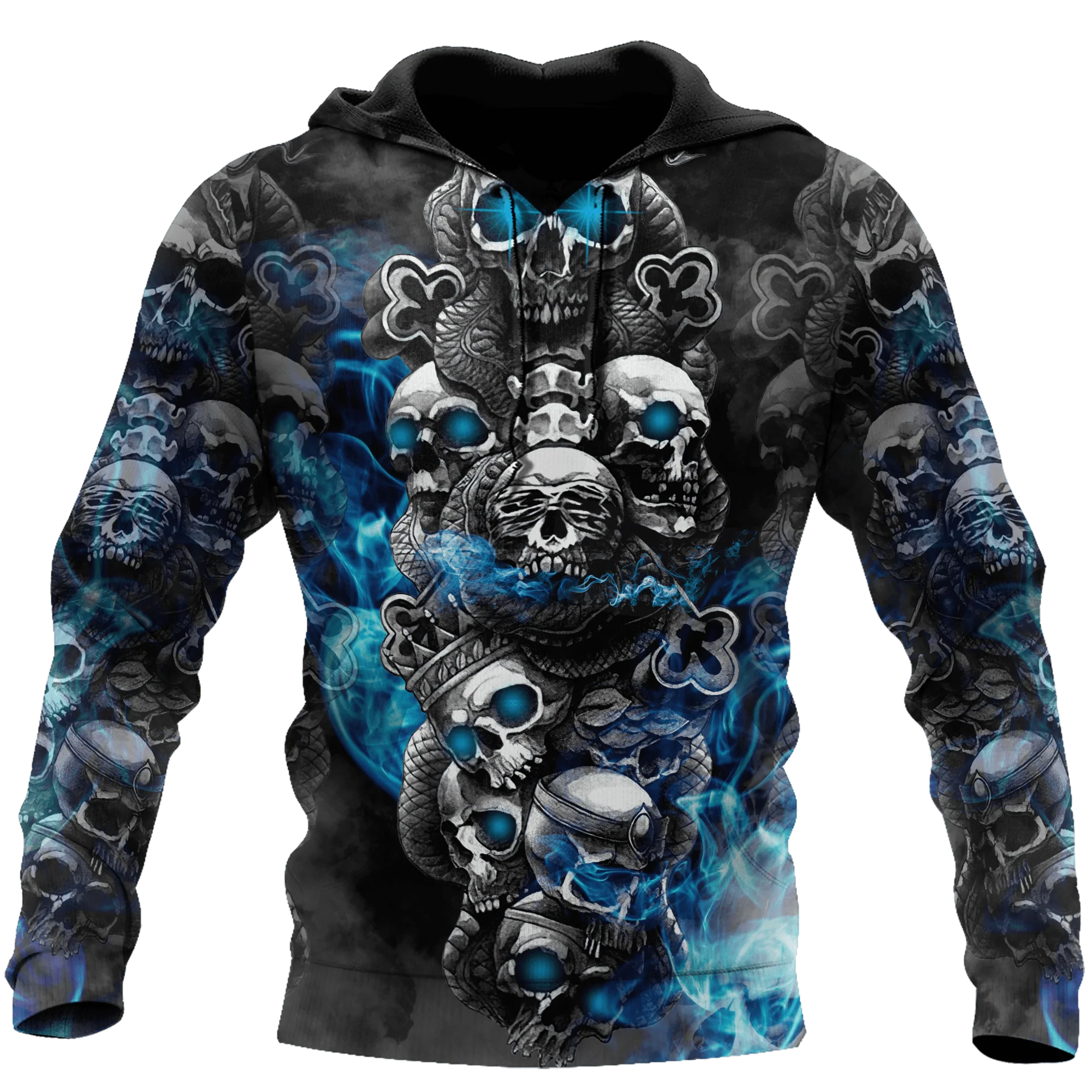 3D All Over Printed Skull Hoodie Skull Smoke Hoodie For Adult