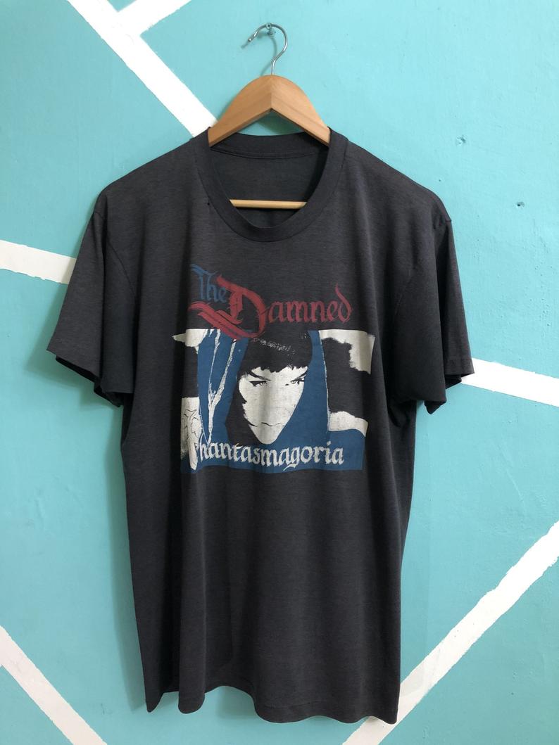 Vtg Rare!!! THE DAMNED T shirt Phantasmagoria Cover Album Large Size Poly Cotton Vintage t shirt