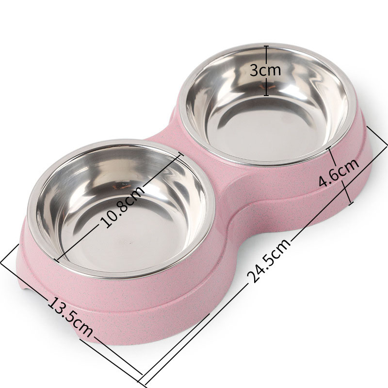 Double Pet Bowls Dog Food Water Feeder Stainless Steel Pet Drinking Dish Feeder Cat Puppy Feeding Supplies Small Dog Accessories alx