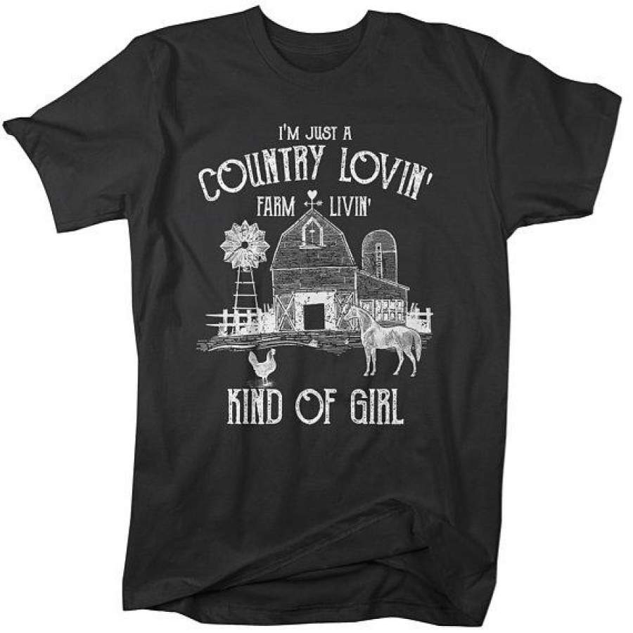 Men’s Farm T-Shirt Country Lovin’ Livin’ Vintage Farming Loving Living Barn Shirt Tee