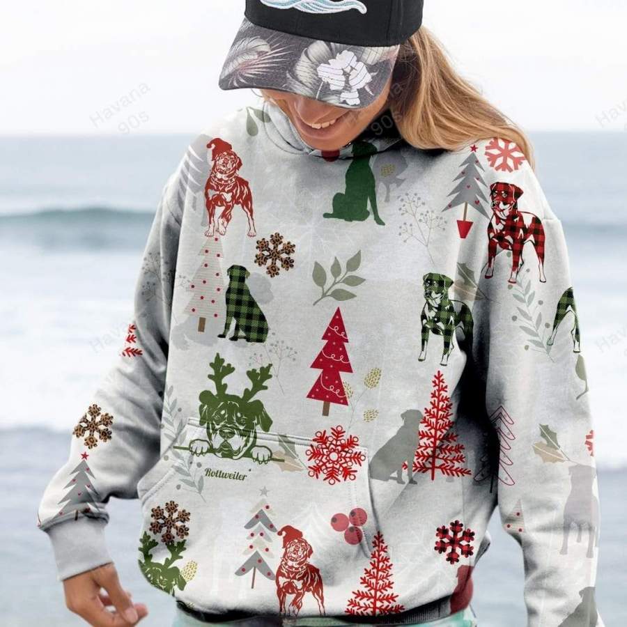 Rottweiler Christmas Hoodie 3D All Over Print