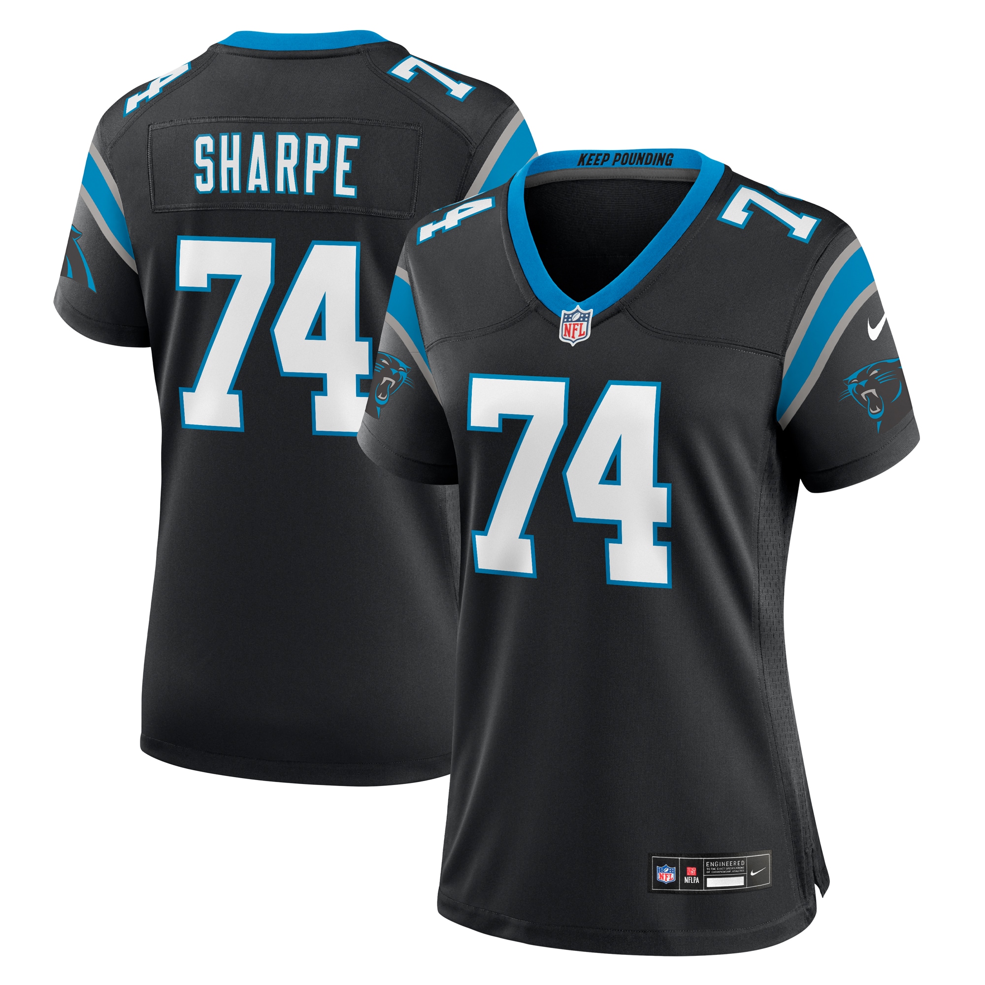 Women’s Carolina Panthers David Sharpe  Black Team Game Jersey